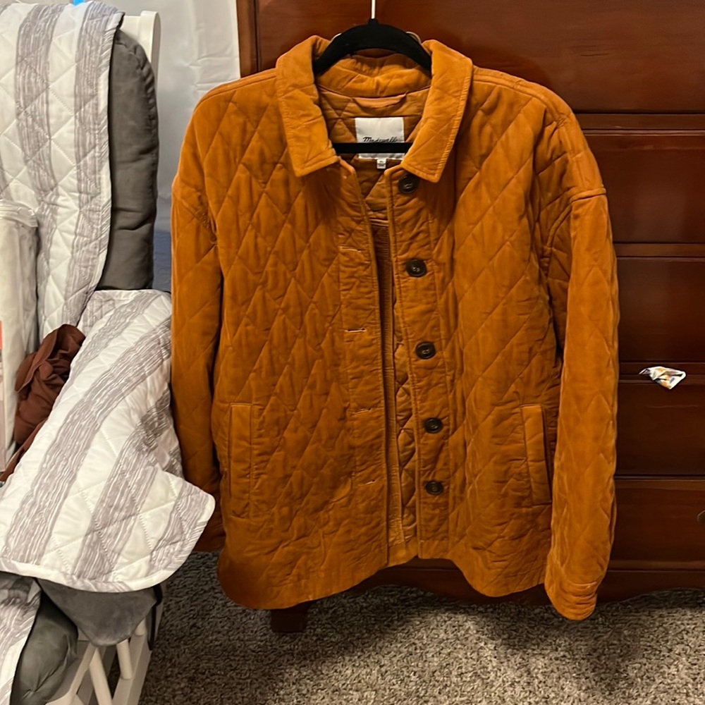 Madewell Quilted Utility Jacket in Rust Orange